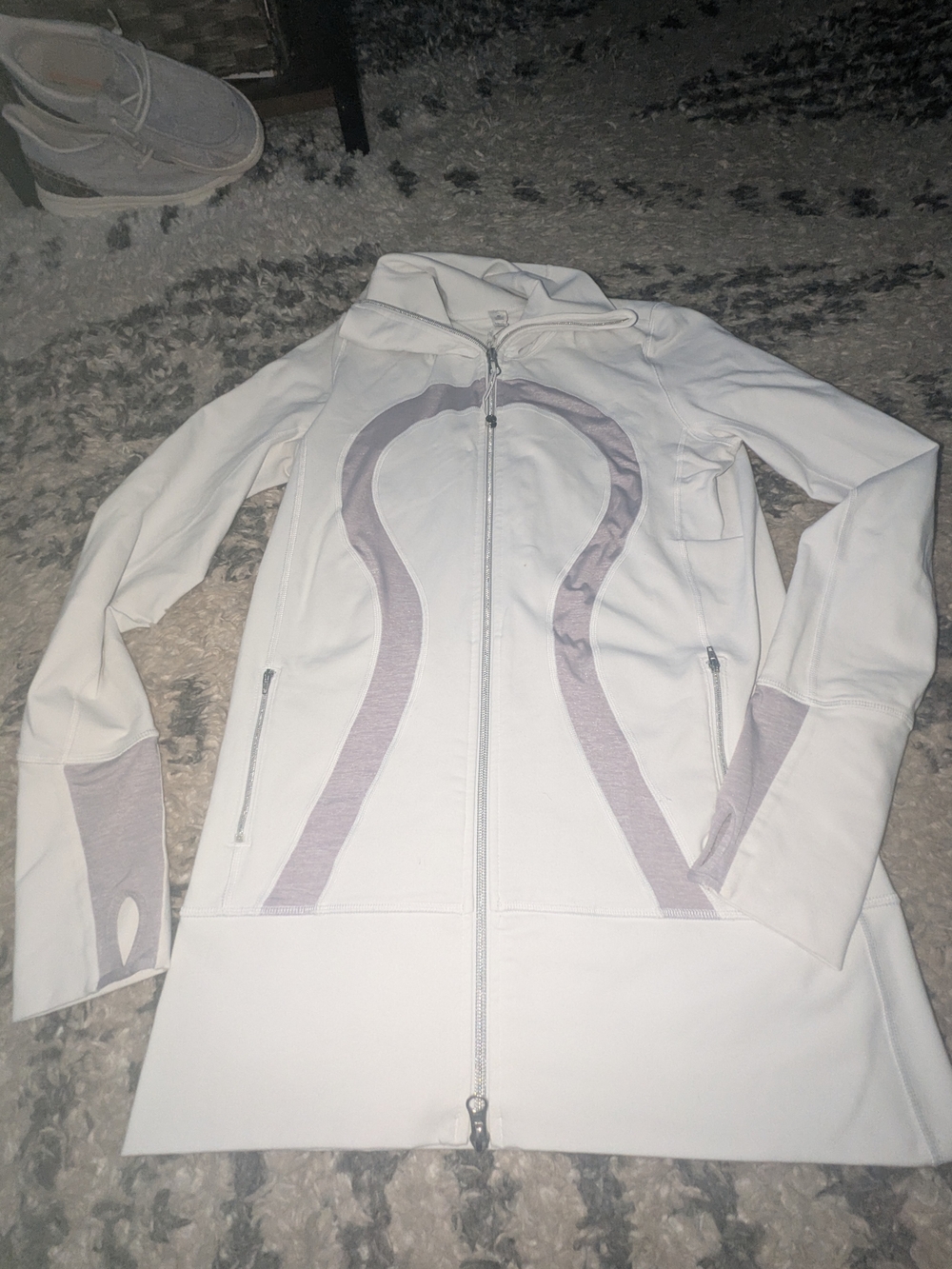 lululemon athletica White Zip-Up Jacket with Light Gray Accents